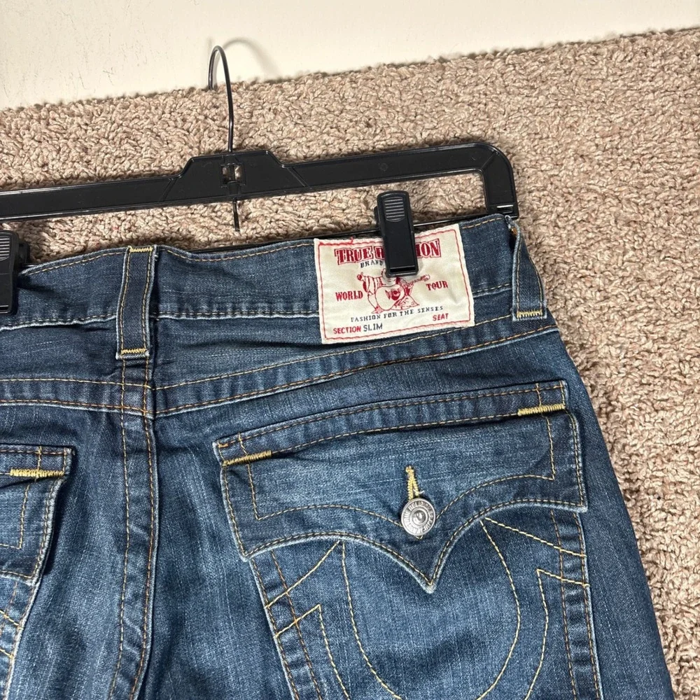 True Religion Mens Section Slim Medium Wash Blue Denim Jeans Size 34 9243